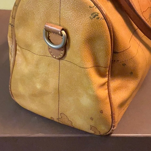 Brown Leather Map Print Men's Bag - Picture 4 of 11